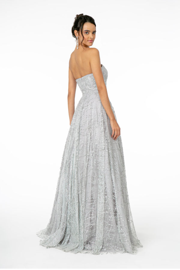 Glitter Mesh A-Line Long Dress-7