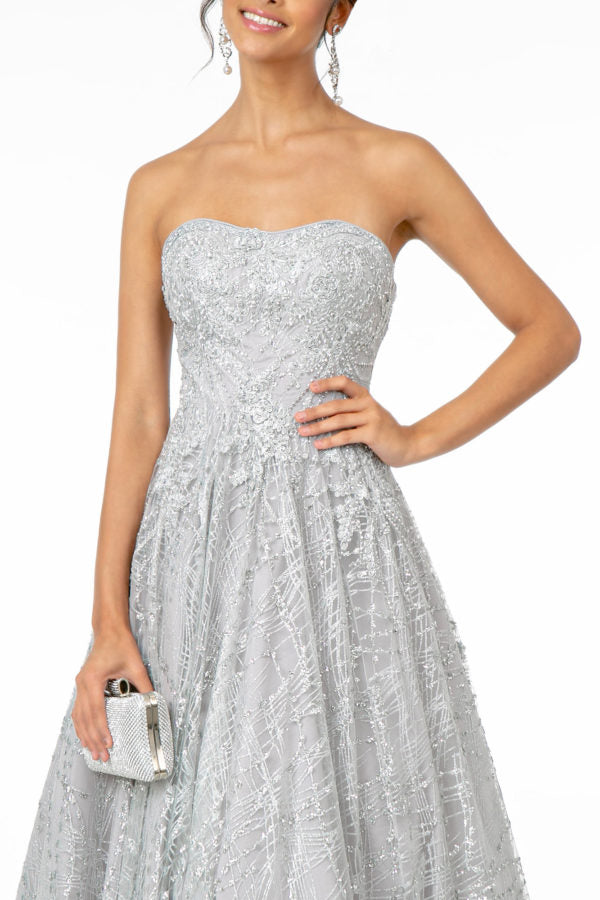 Glitter Mesh A-Line Long Dress-8