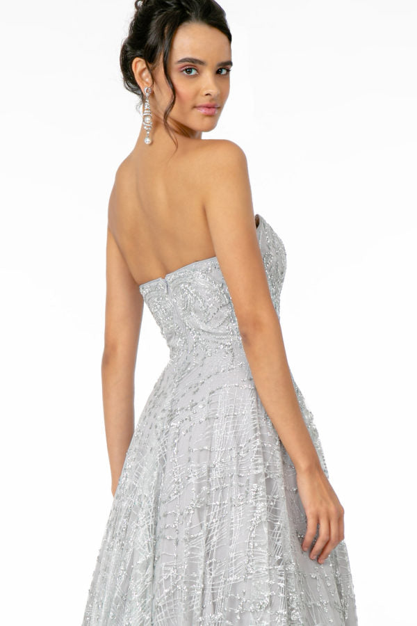 Glitter Mesh A-Line Long Dress-9