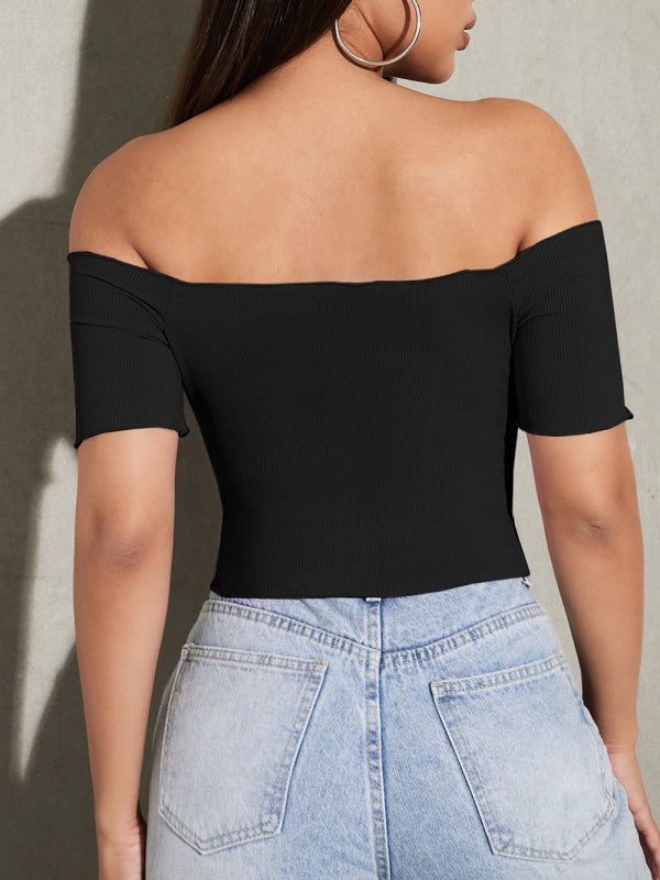 Off-Shoulder Scrunch Crop Top