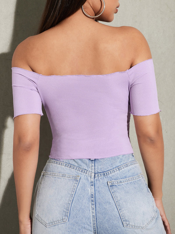 Off-Shoulder Scrunch Crop Top