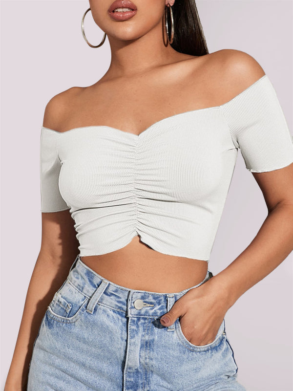 Off-Shoulder Scrunch Crop Top