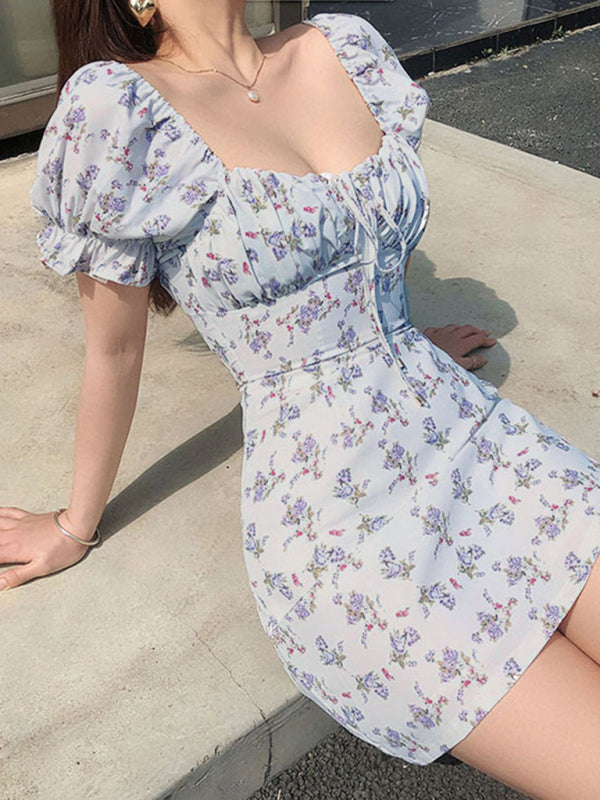 Princess Sleeved Mini Floral Dress