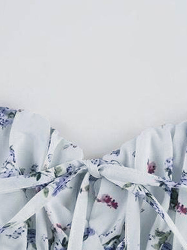 Princess Sleeved Mini Floral Dress