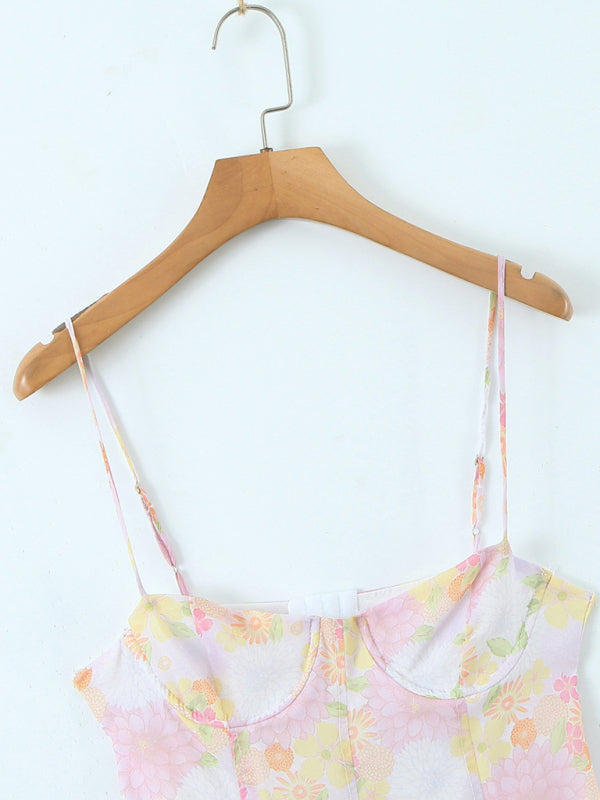 Cute French Floral Dress with Underwire Support