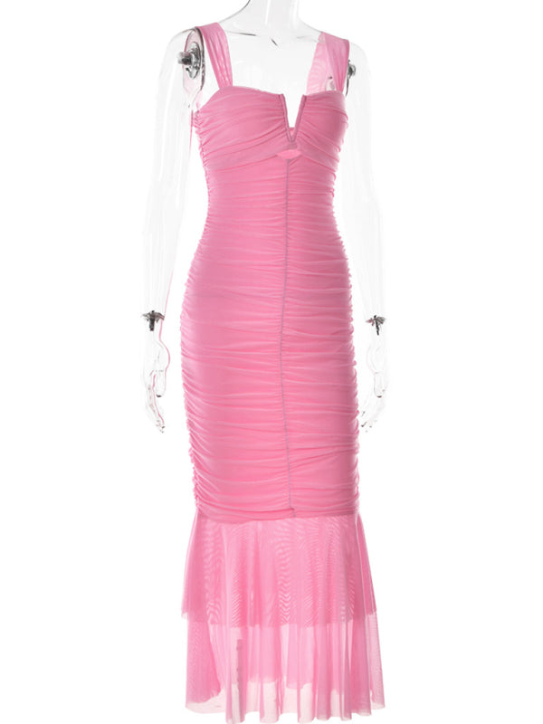 Ruched Fitted Fishtail Dress