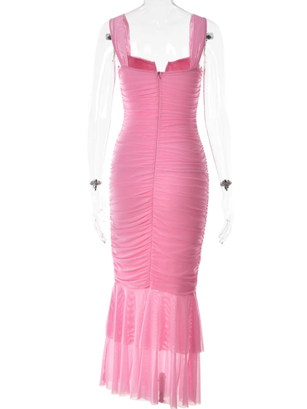 Ruched Fitted Fishtail Dress