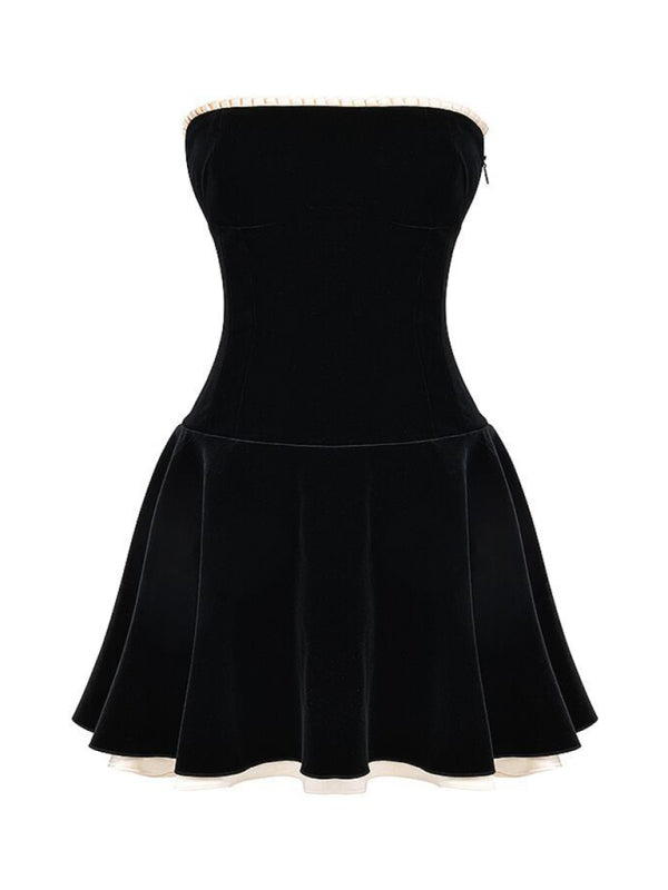 Elegant Velvet Strapless Cocktail Dress