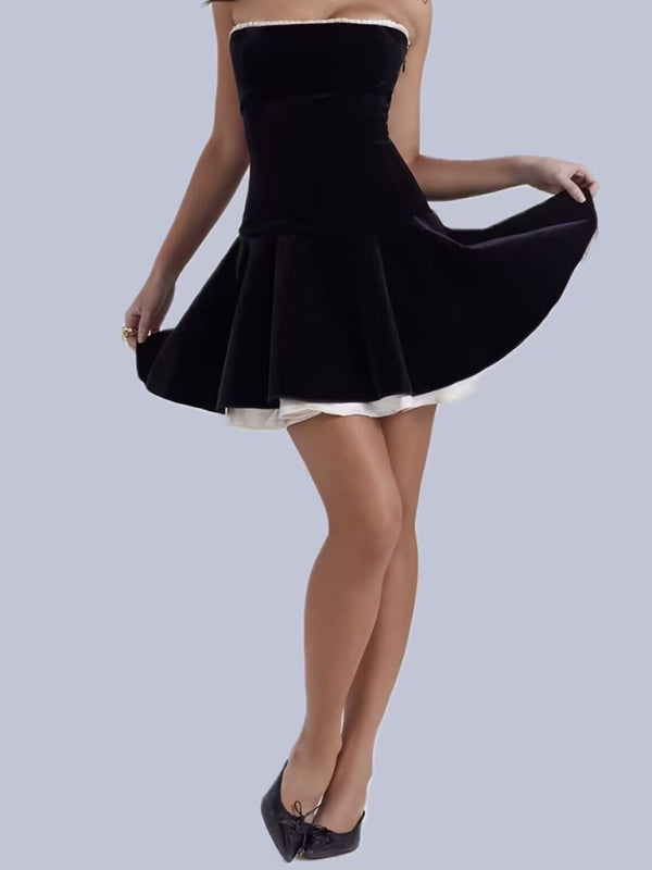 Elegant Velvet Strapless Cocktail Dress