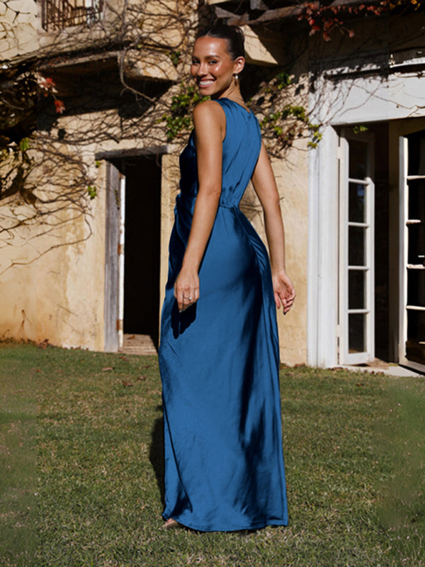 Queen Vee- V-neck Knotty Draped Dress