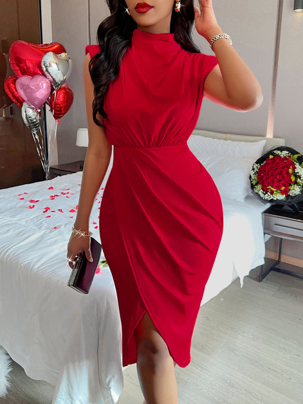 High Neck Cap Sleeved Dress