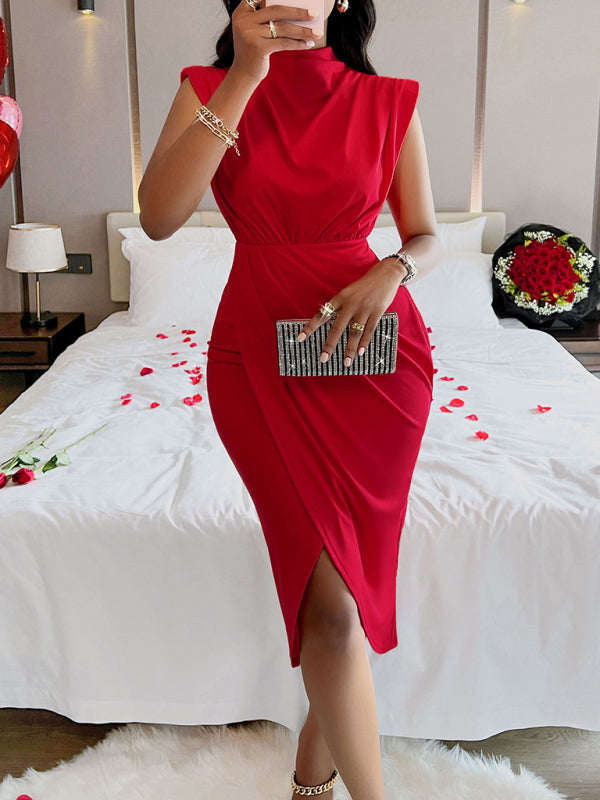High Neck Cap Sleeved Dress