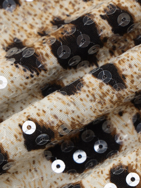 Leopard Print Bodycon Sequin Dress