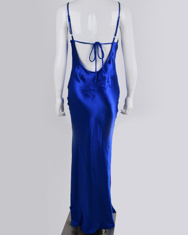Backless Sexy Cowl Neck Evening Dress