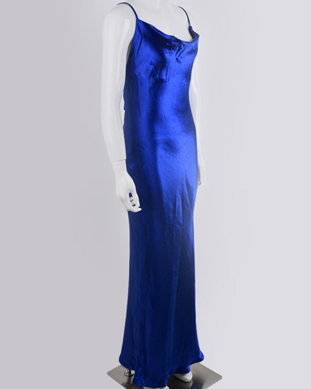 Backless Sexy Cowl Neck Evening Dress