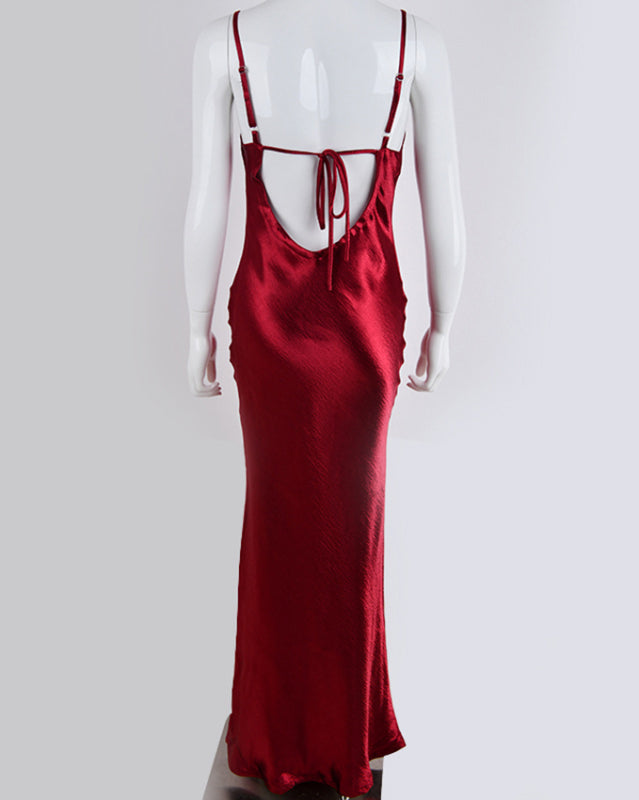 Backless Sexy Cowl Neck Evening Dress