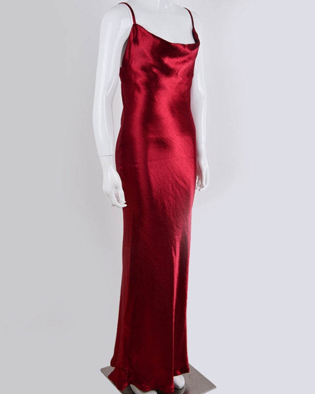 Backless Sexy Cowl Neck Evening Dress